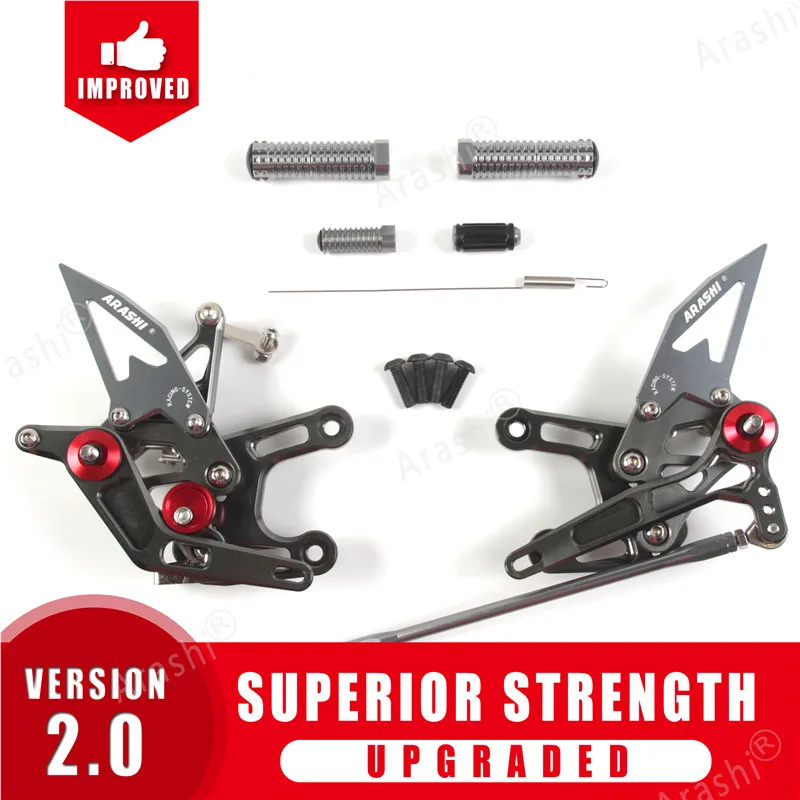 Arashi CNC Регулируемая Задняя подставка для ног для KAWASAKI NINJA ZX10R ZX 10R 2008 2009 2010 подножки Задние подножки ZX-10R золото - Цвет: Gray