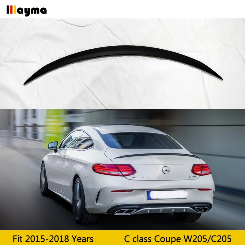 c63 style rear trunk lip for benz C class coupe 2door c200 c250 2015-2018 W205 C205 C43 fiber glass FRP matt black spoiler wing |