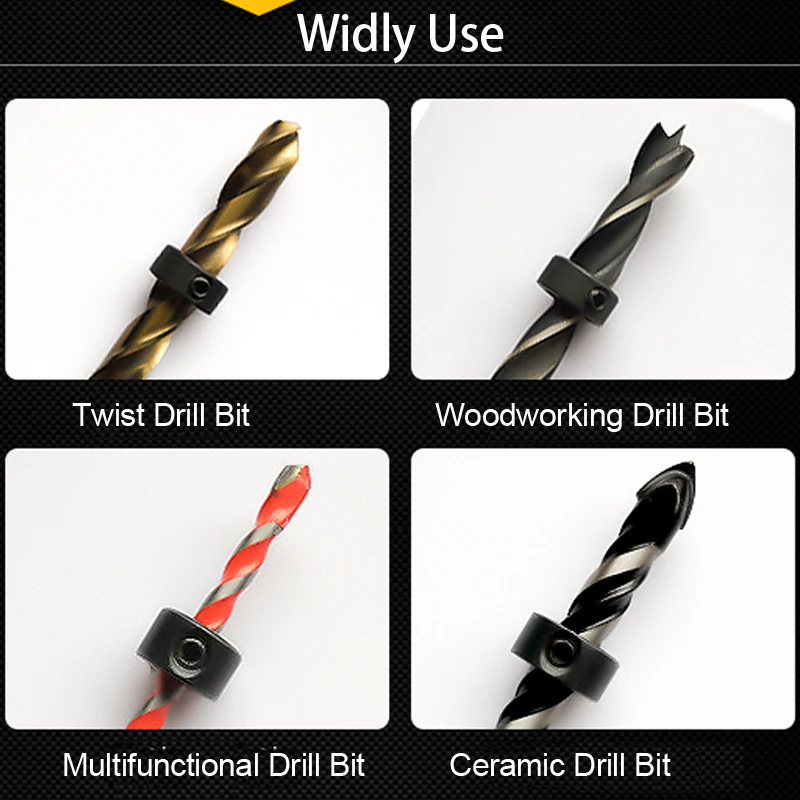Adjustable Depth Stop Collar Set for Woodworking with Allen Wrench