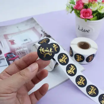 

500pcs/roll Thank You Stickers Gold Foil Seal Label Scrapbooking Wedding Decoration Stationery Sticker