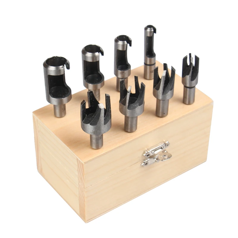 Free Shipping 8Pcs 6/10/13/16mm Woodworking Drill Bits Claw Type Carpentry Cork Plug Cutter Cork Knife Carbon Steel hole saw kit krachtige 8pcs 5 8 1 2 3 8 1 4 carbon steel wood plug hole cutter drill bit set 10mm shank 6 10 13 16mm wood drill bits