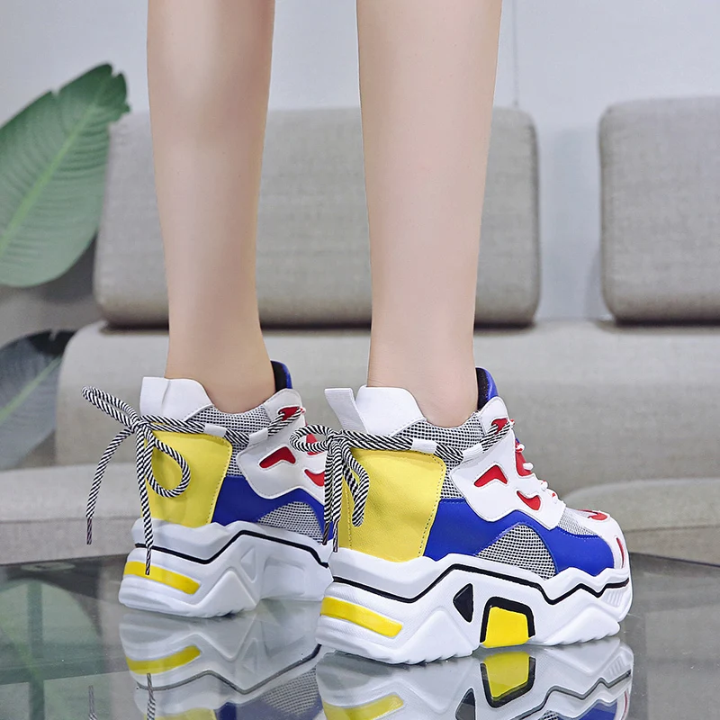 Female Vulcanized Shoes Women Spring Breathable Round Head Sports Shoes Woman Mesh Running Shoes Ladies Casual Sneakers New