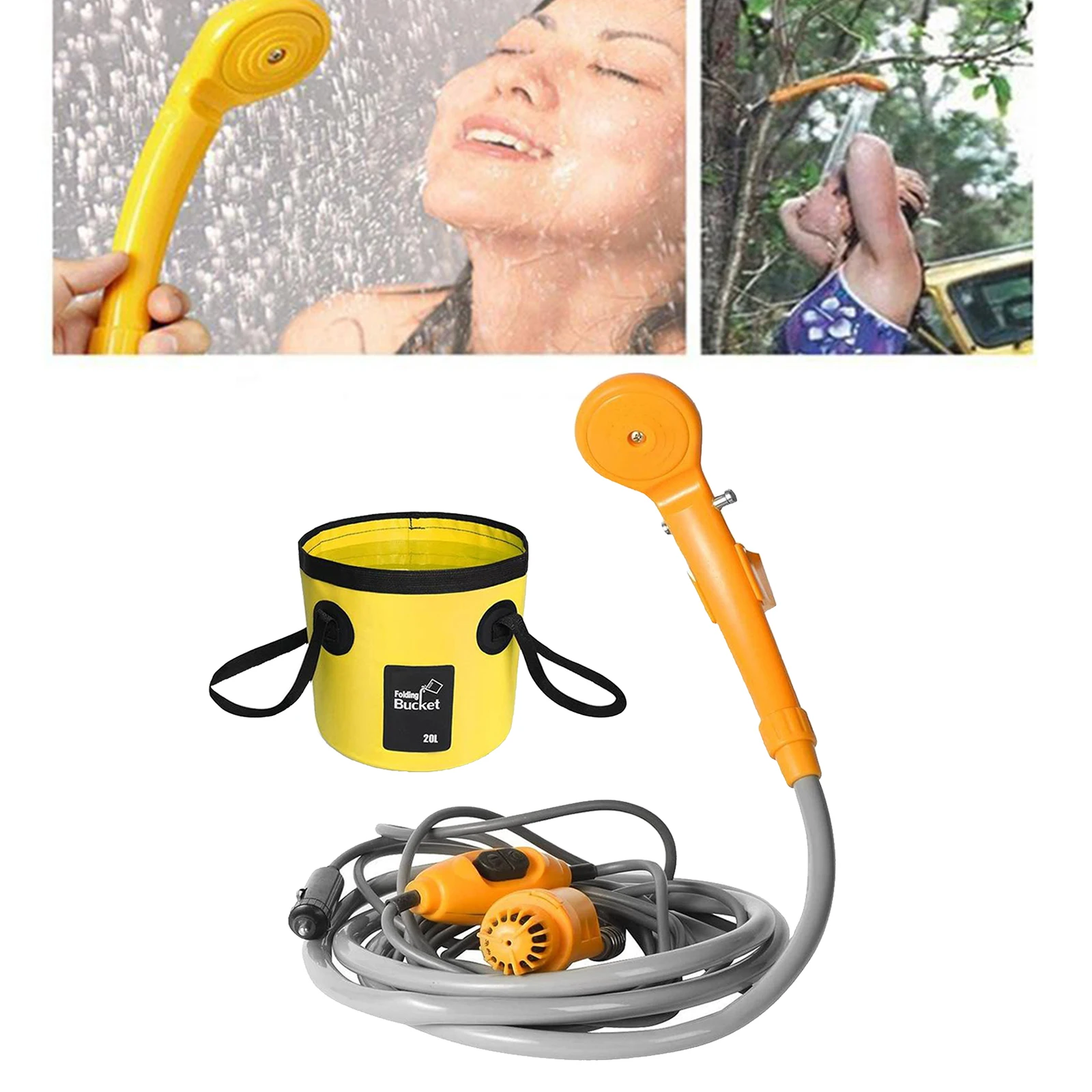 Portable Car Shower Kit Camping Bathroom Shower Car Washer And Bag