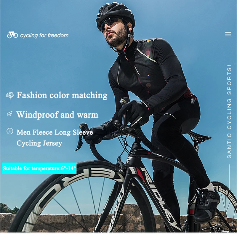 Santic, зимняя куртка для езды на велосипеде, удобная Мужская Флисовая теплая ветровка, ветрозащитная куртка, теплая велосипедная куртка