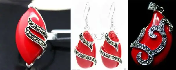 Набор ювелирных жемчужин Уникальные красные резные покрытые лаком марказит 925