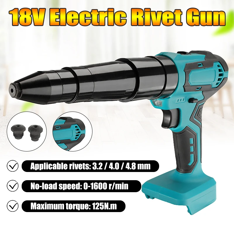 18V Cordless Electric Rivet Gun 3.2mm-4.8mm Portable Electric Blind Riveter Screwdriver Rvet Nut Rechargeable For Makita Battery