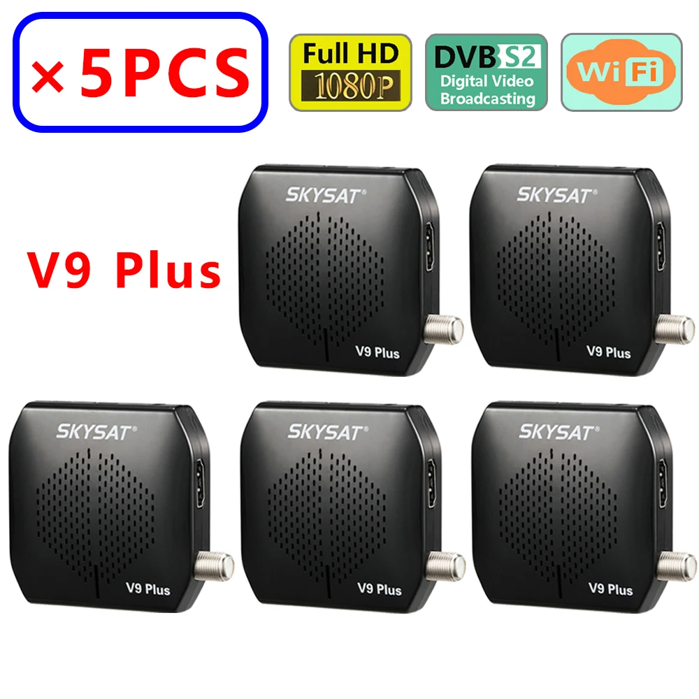 [5 шт.] SKYSAT V9 Plus HD цифровой спутниковый ресивер с поддержкой CS Powervu Biss USB PVR DVB S2 новый