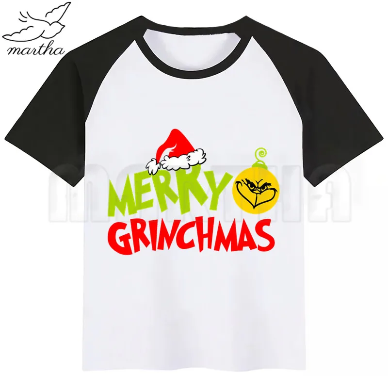 Grinch/Новинка; футболка для мальчиков; рубашки для девочек с милым животным принтом; детская Удобная футболка с круглым вырезом; одежда с короткими рукавами для мальчиков и девочек - Цвет: BlackC