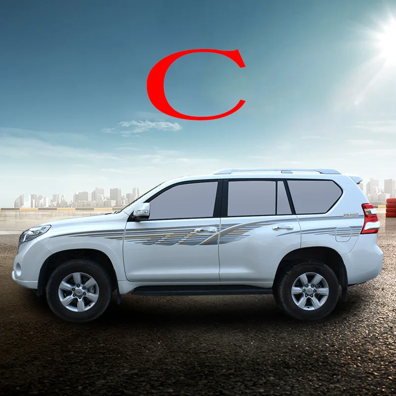 Для Toyota Land Cruiser Prado FJ150 2010- виниловая графика стикер для тела Боковая наклейка полосатые наклейки своими руками комплект для стайлинга автомобилей - Название цвета: C