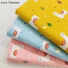 Хлопок саржа мультфильм синий розовый желтый милый Альпака Дерево Ткань Детская кроватка палатка постельные принадлежности простыни ручной работы одежда домашний Декор Ремесло