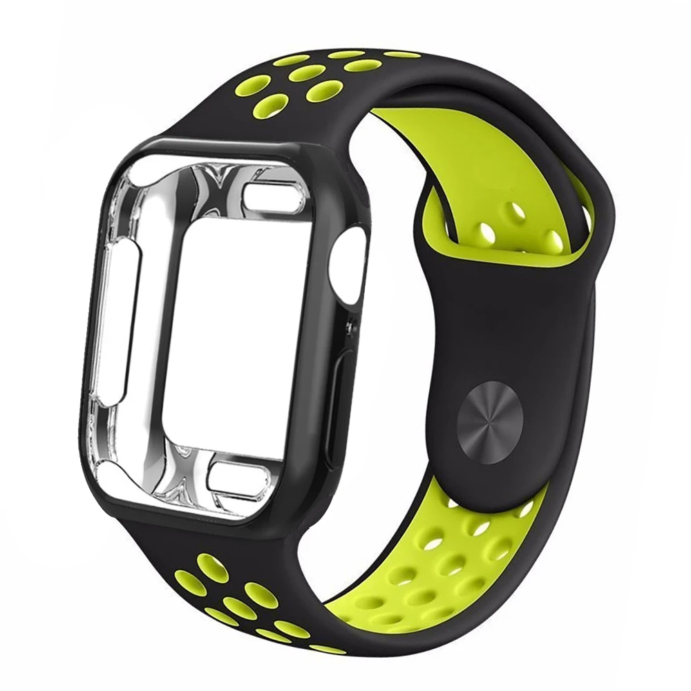 Ремешок+ чехол для apple watch band pulseira apple watch 4 3 5 band 44 мм/40 мм iwatch чехол для браслета 42 мм/38 мм correa ремешок для часов браслет