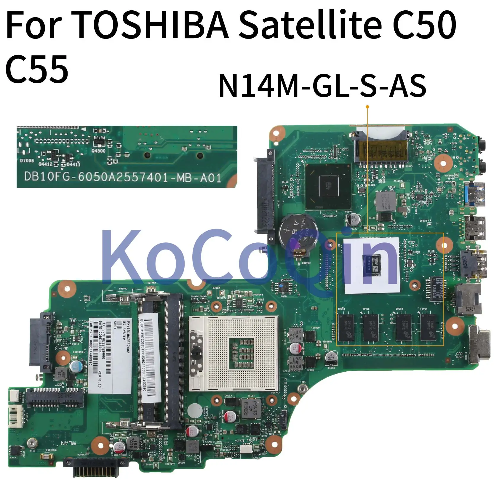 KoCoQin материнская плата для ноутбука TOSHIBA Satellite C50 C55 C50-A HM76 GT710M 6050A2557401-MB-A01 SLJ8E N14M-GL-S-AS