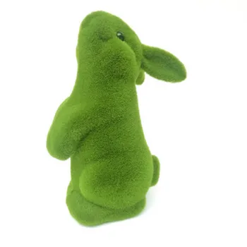 

Emulate Flocked Plastic Animals Easter Rabbit Figurines Garden Decoration Flocking Rabbit Home Decoration Accessories A879