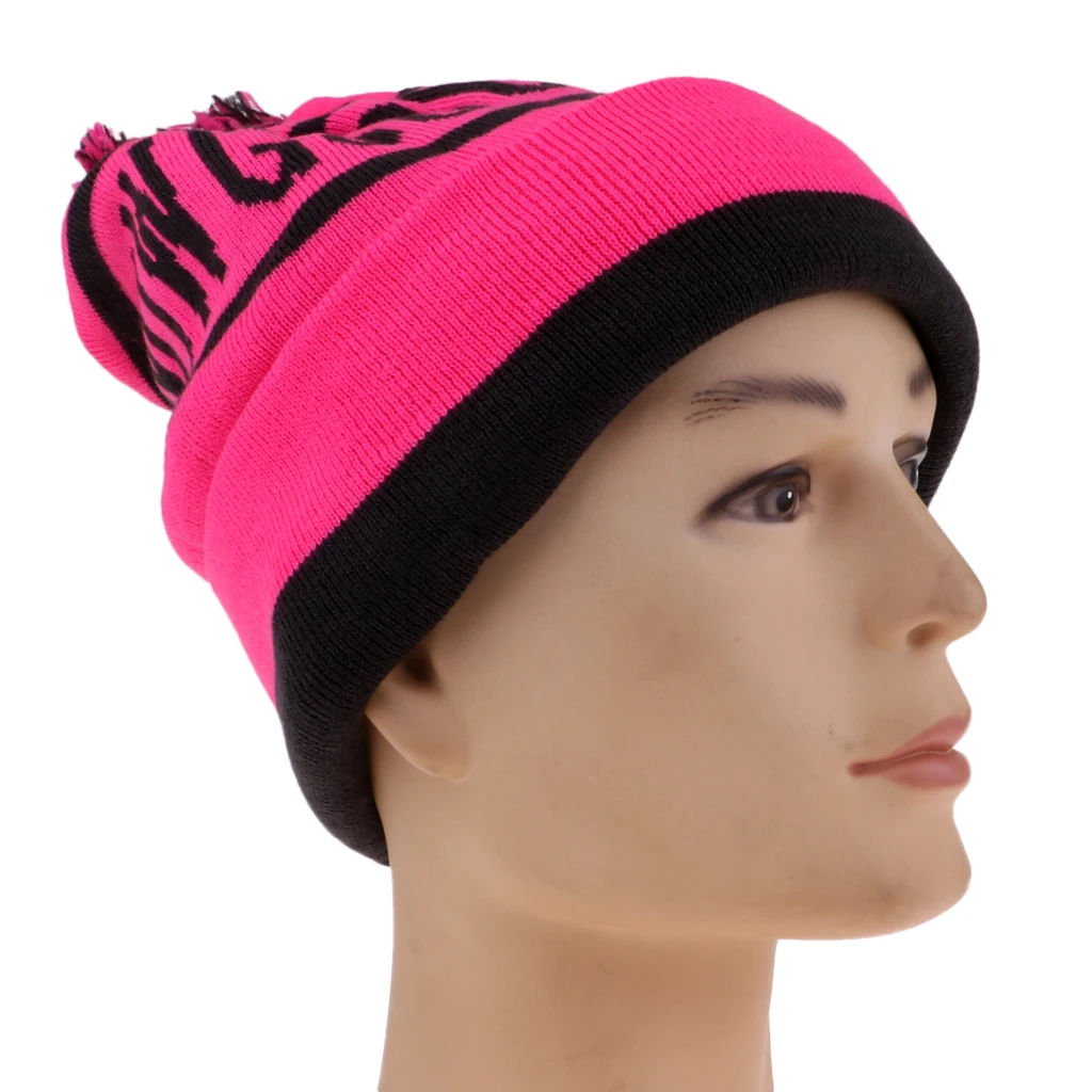 Pom Winter Warm Stretchy Knit Beanie Hat for Men Women Snowboarding Skateboard Skating Skiing Snowmobile