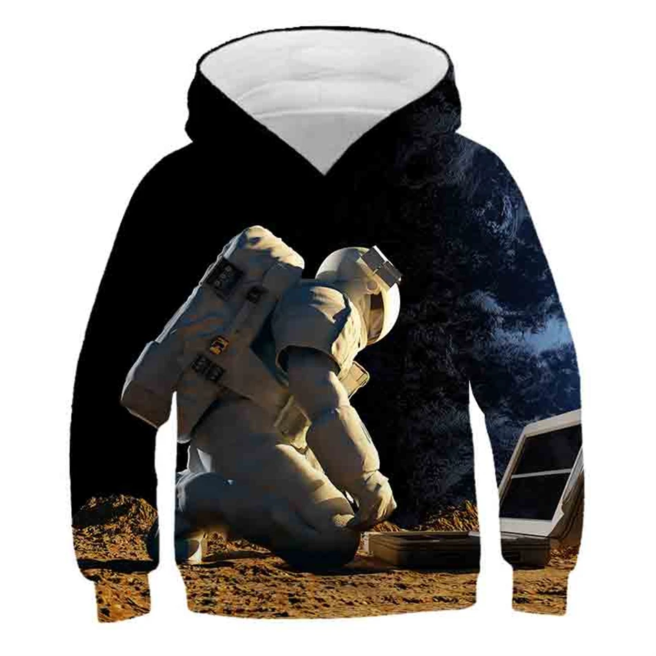 hoodie for baby boy Kids Funny Harajuku Colorful Galaxy Print Hooded Sweatshirt Planet Astronaut 3D Hoodie For Boy Girl 4-13Y Children Cool Pullover children's hooded tops Hoodies & Sweatshirts