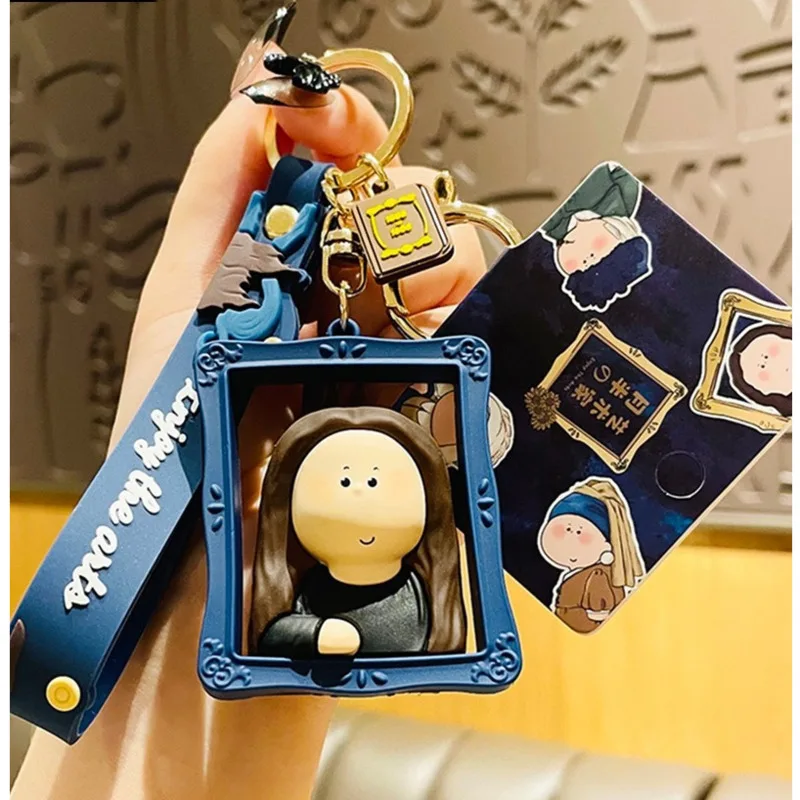 New Cartoon Half Moon Artist Doll Keychain Cute Pendant Creative Bag Car Metal Keyring Girl Boy Lover Lanyard Gift
