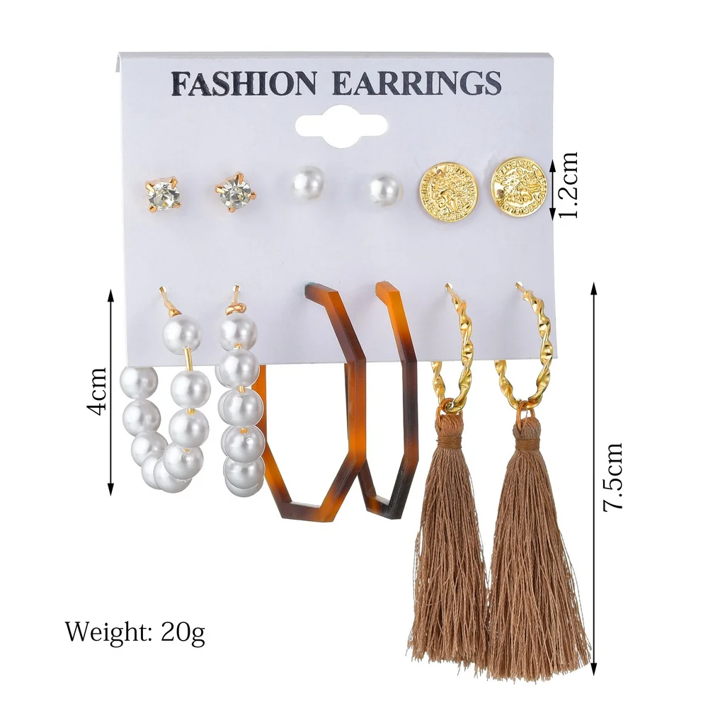 MissCyCy, модные серьги-гвоздики в виде цветка, набор, серьги с кисточками для женщин, богемные жемчужные золотые длинные серьги, женские классические ювелирные изделия - Окраска металла: E549