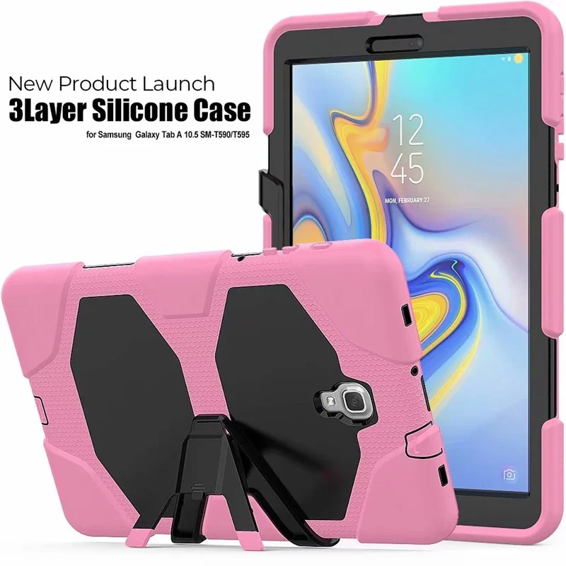 Pink Чехол для Samsung Galaxy Tab A 10,5 SM-T590 T595 T597 чехол для детей безопасный резиновый силиконовый противоударный Броня Жесткий чехол с подставкой - Цвет: Pink
