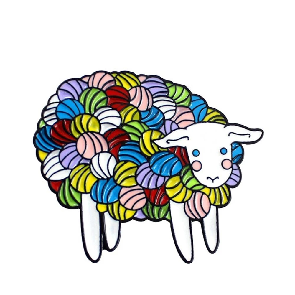 Adorable Colorful Cartoon Sheep Enamel Pin Badge