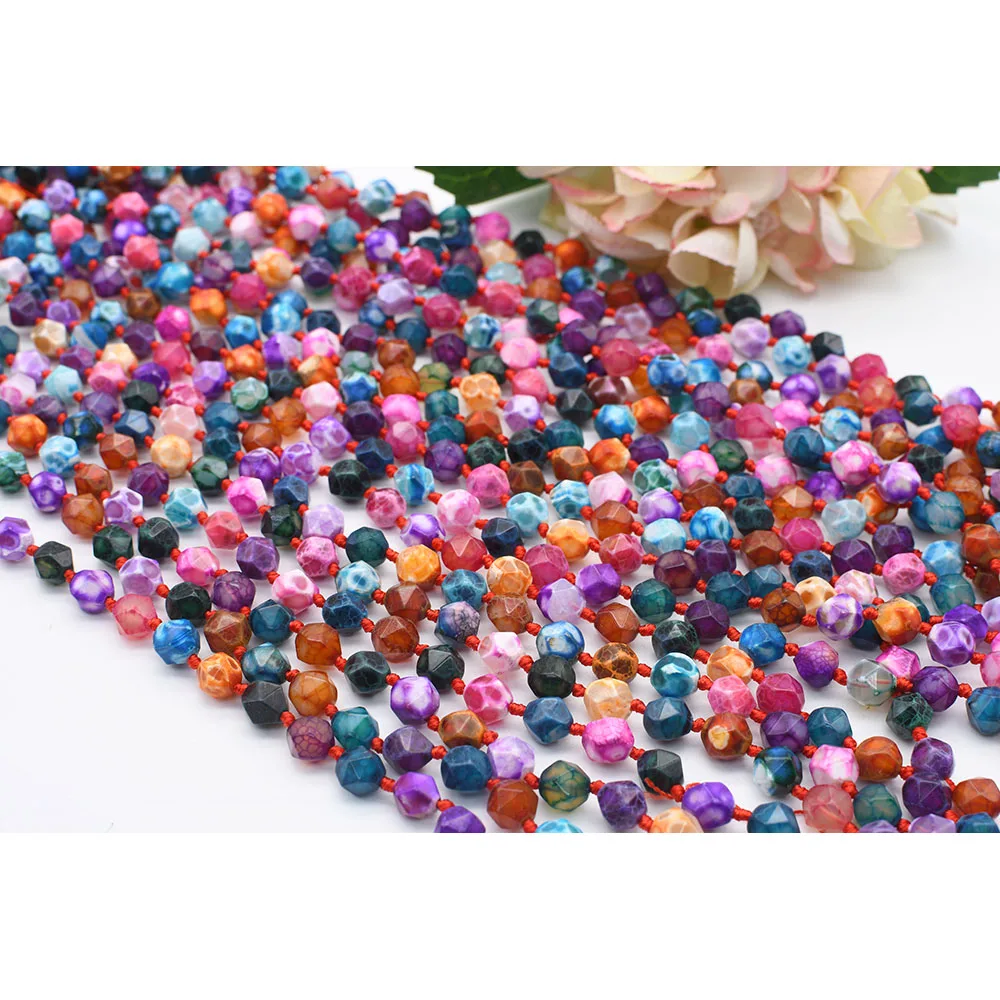 

6mmNatural Ice crack pattern Irregular Round Multicolor Fire Agate stone beads For DIY Bracelet Necklace Jewelry Make Strand 15"