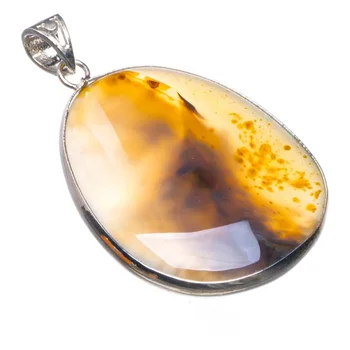 

Natural Scenic Dendritic Agate Handmade 925 Sterling Silver Pendant 1.75" D1437