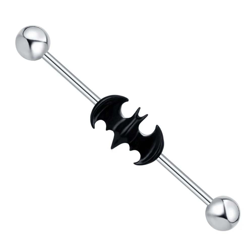 1 шт. Бэтмен Промышленная Штанга 316L нержавеющая сталь модные серьги промышленные пирсинг ювелирные изделия для тела