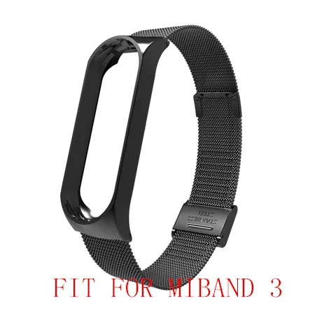 black Металлический ремешок для часов Xiaomi mi Band 4 3 сменный Браслет из нержавеющей стали для mi Band 3 4 ремешки для часов долговечные аксессуары - Цвет: black