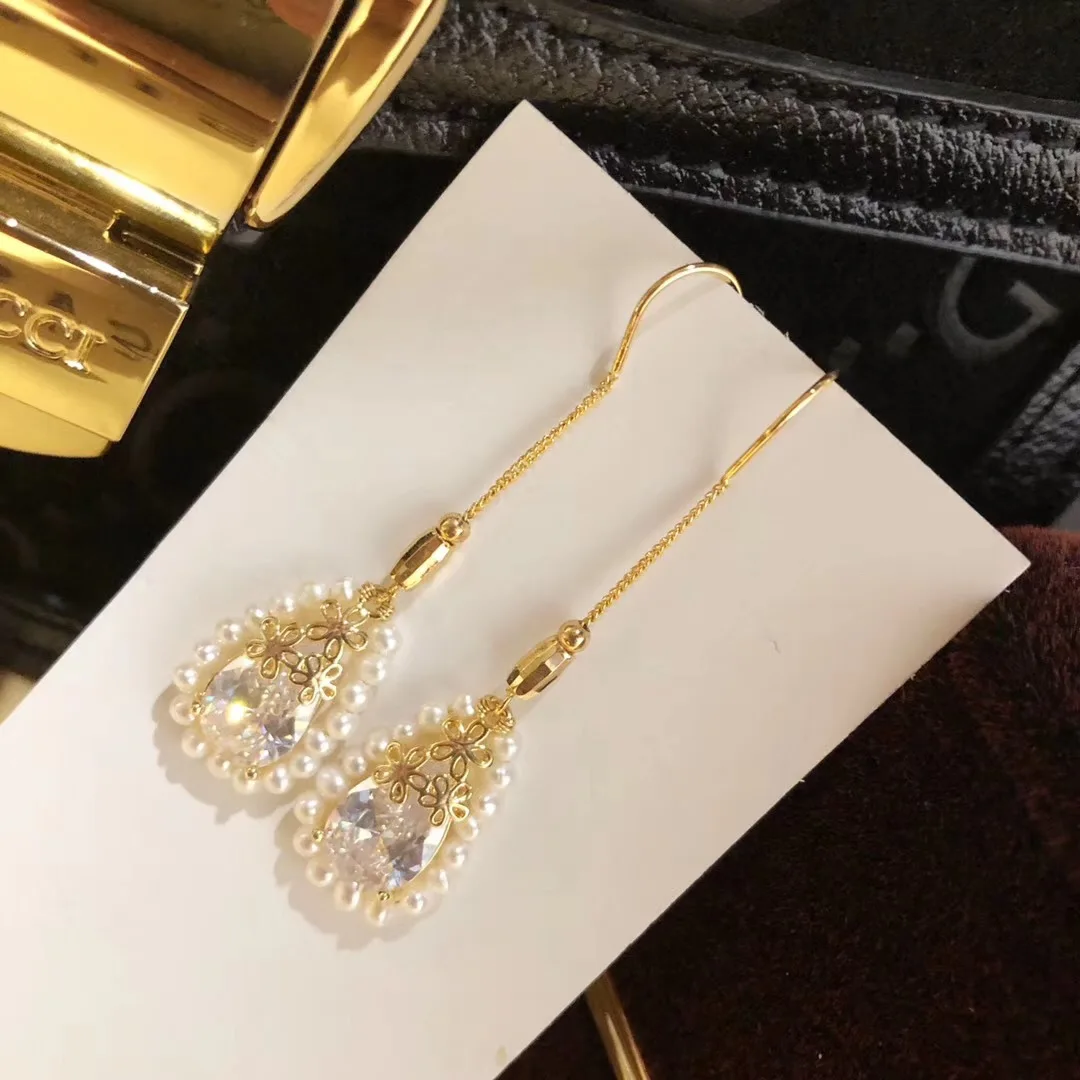 

Butterfly Home Retro Elegant Elegant Long 925 Silver 3-4 round Glare Virgine Pearl Earring Qres62k62aji