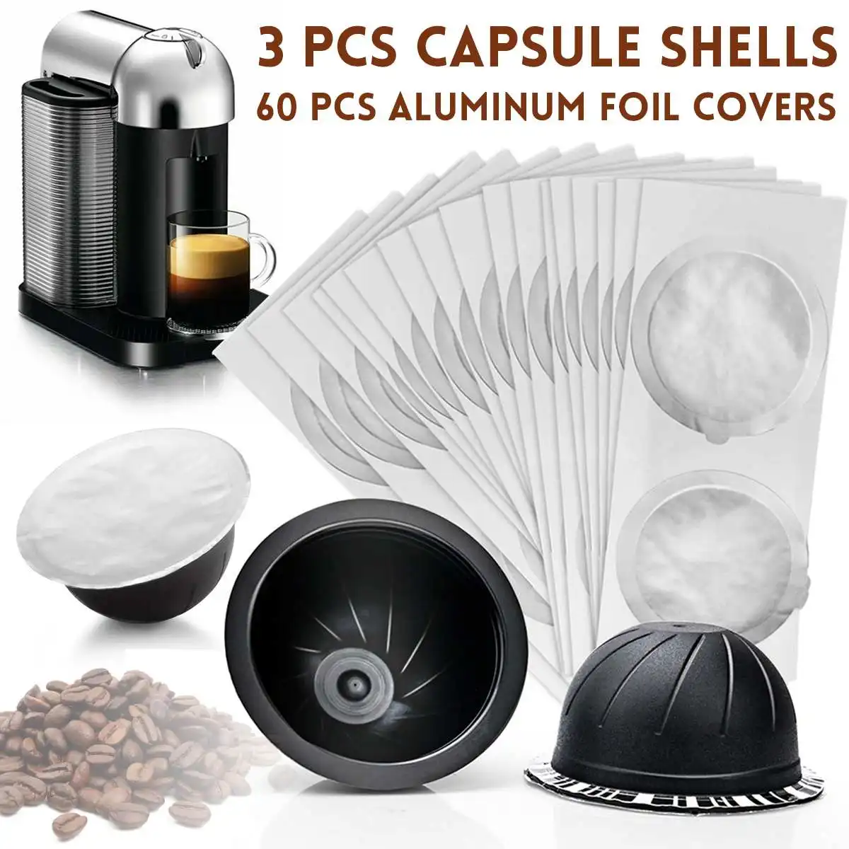 

Coffee Capsule Aluminum Foil Lid Sticker Single Use For Nespresso Vertuo Single Use Clean And Hygienic Aluminum Caps Sticker