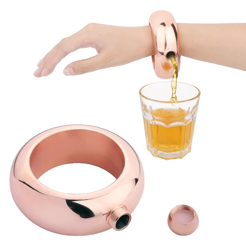 

Hot Bangle Flask Stainless Steel Wine Hip Flask Bracelet Shape Whiskey Drinkware Funnel Wine Bottle Set