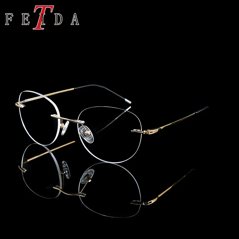 Pure Titanium Glasses Frame Men Rimless Eyewear Myopia Eye Glass Prescription Eyeglasses Optical Frames Eyewear