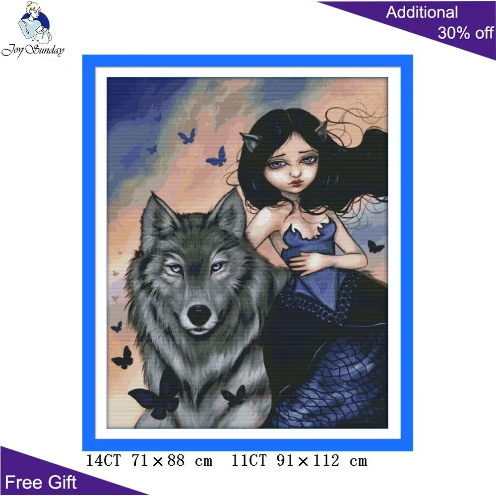 Домашний декор Joy Sunday Wolf D064D086D207D309D311 белой березы волка партнеры дух воющего
