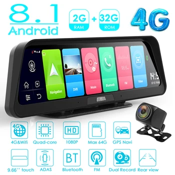 

9.66 inch 4G Android 8.1 Car DVR Camera Dashcam USB ADAS WiFi ADAS GPS Navigation Night Vision Dashcam with Rear View Camera