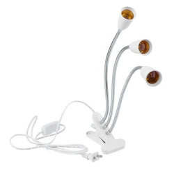 Promotion! E27 Socket 3 Head Flexible Light Clip with On/Off Switch Lamp Holder for Desk Light LED Plant Grow Bulbs Base
