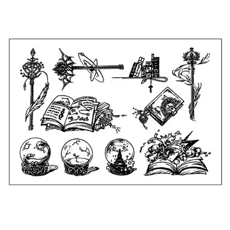 Magic Spell Book Clear Stamps Fairy Wand Crystal Ball Scrapbooking Stamps Aliexpress