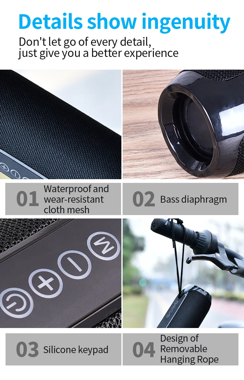 US $12.54 - 18.62 TG117 Bluetooth Speaker Portable Wireless Speaker Sound System 3D Stereo Music Surround Soundbar TF /AUX /USB caixa de som