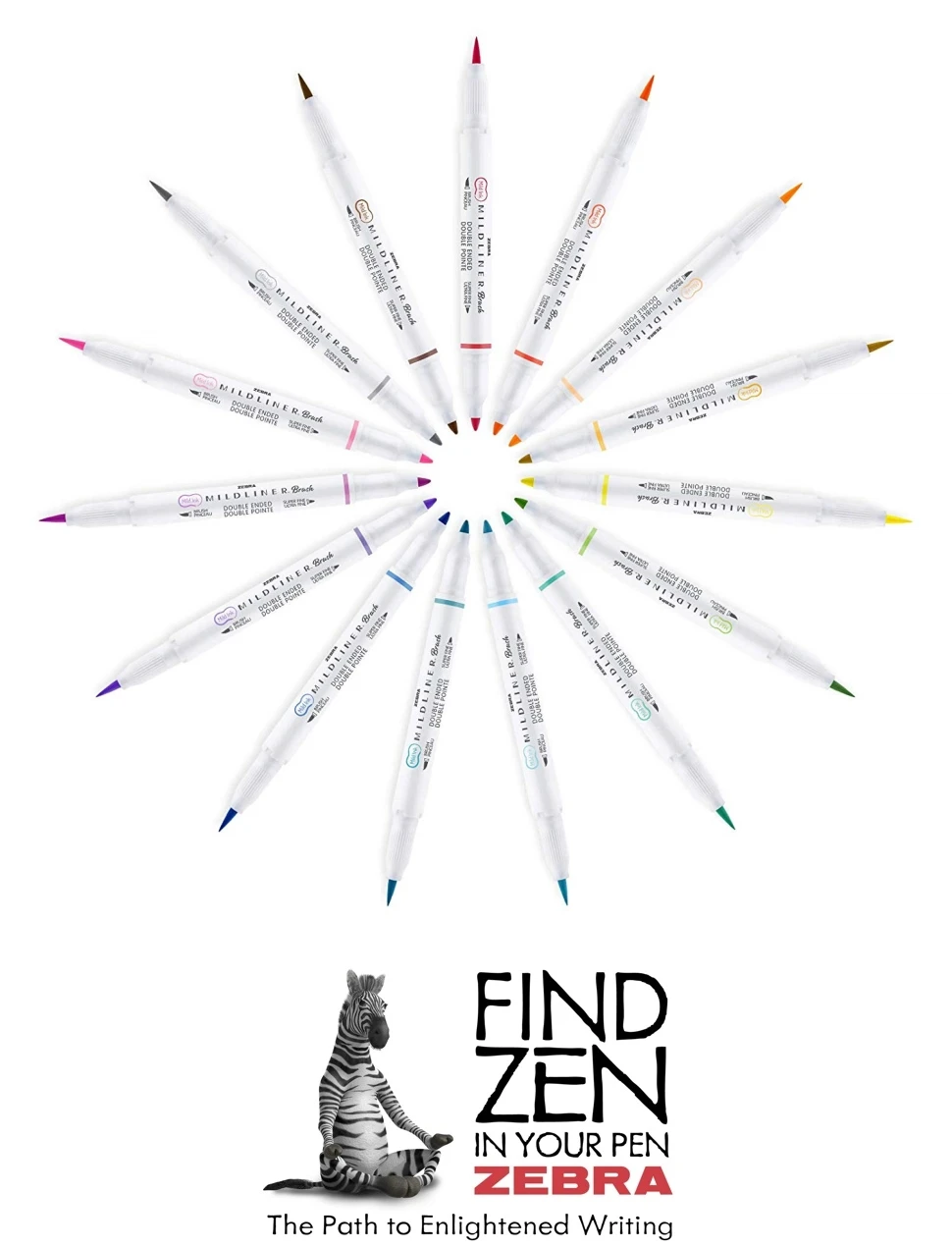 

Zebra Mildliner Double-Sided Highlighter Brush Brush/ Extra Fine 15 Color Bundle Japanese Stationery Kawaii