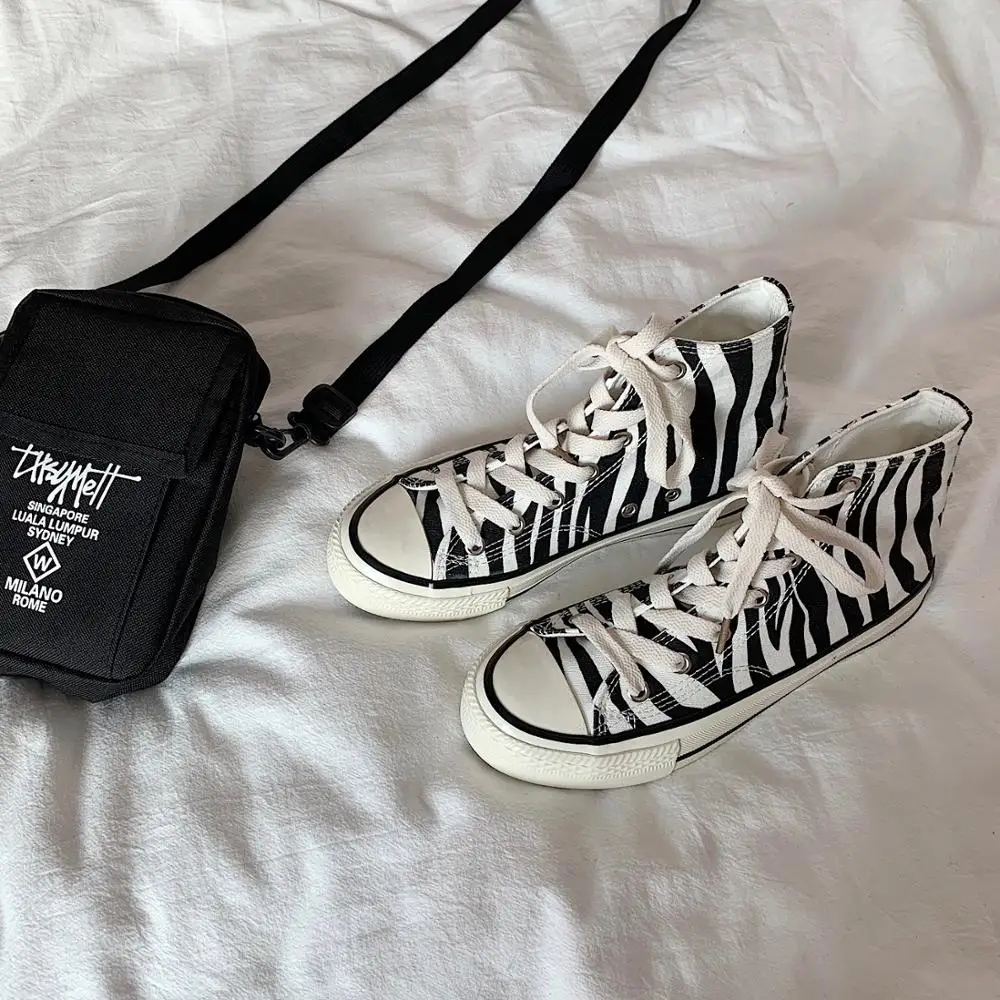 INS High Top Womens Canvas Shoes Zebra Pattern 2021 New Style Womens Casual Shoes Fashion Comfortable Female Sneakers Shoe INS High Top Womens Canvas Shoes Zebra Pattern 2021 New Style Womens Casual Shoes Fashion Comfortable Female Sneakers Shoe