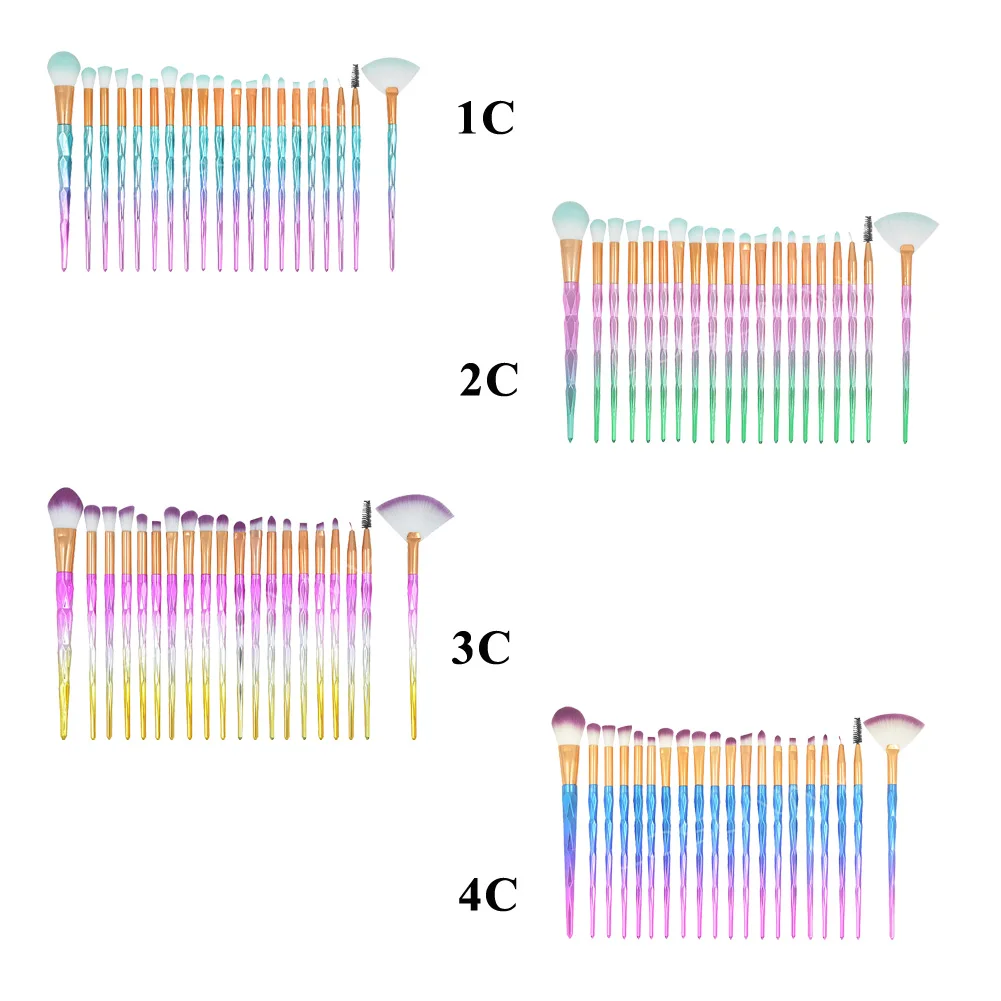 20 стилей, голубой бриллиант, единорог, Профессиональная Кисть для макияжа, кисточки для основы под тени, Модный женский инструмент для макияжа