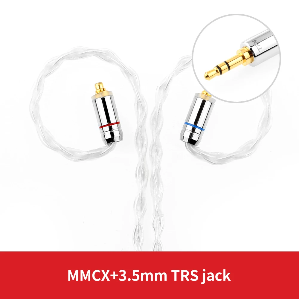 Лампа указателя T3 чистого серебра 8 жильный кабель 2,5 3,5 мм MMCX/2Pin обновления наушники кабель для TFZ TRN V90 KZAS10/ZS10 CCAC16 NICEHCK NX7 Pro - Цвет: 3.5mm with MMCX