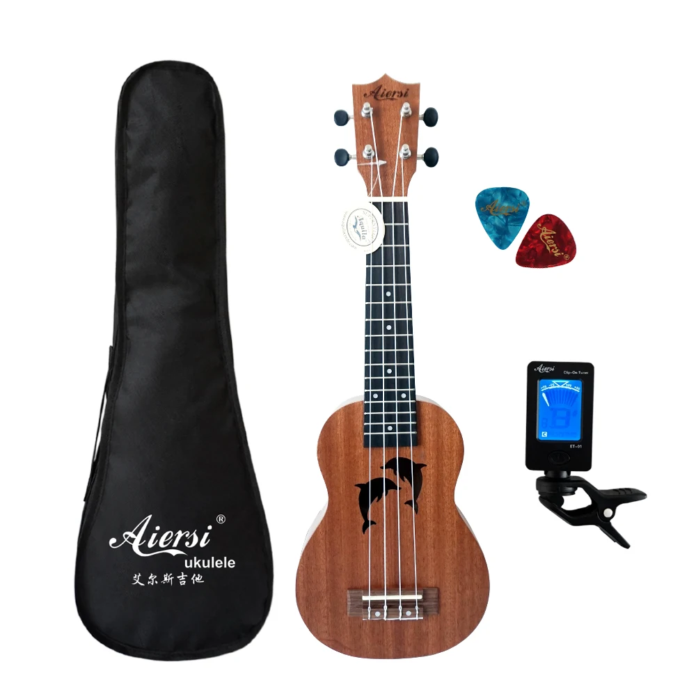 Online Aiersi brand 21 inch mahogany Soprano ukulele Hawaiian guitar ukelele