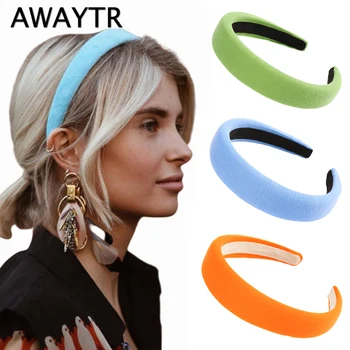 

AWAYTR New Candy Color Solid Headband for Women Padded Hair Band Girls Hair Hoop Korean Bezel Female Hair Accessories