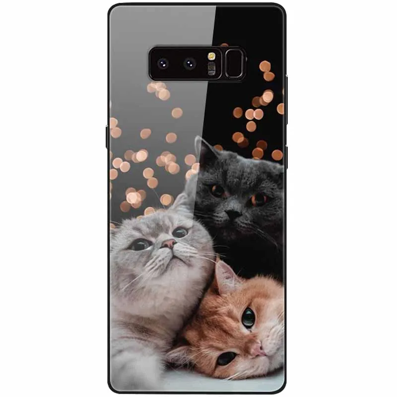 cute phone cases for samsung  Tempered Glass Cover For Samsung Note 8 Case Note9 Hard Protective Funda For Samsung Galaxy Note 10 Plus 9 Cases Luxury Bumper kawaii phone case samsung Cases For Samsung