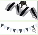 12 pcs Black White Pennants 1M Black White Ribbon Hang Garland Decoration Supplies Bunting Banner birthday party Flags