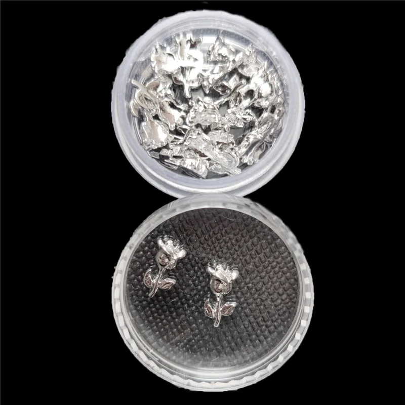 

Metal Nail Art Flowers Rhinestones Charms Silver Nailart Stickers 3d Design New Bottle Nails Cute Japanese Manicure Decors