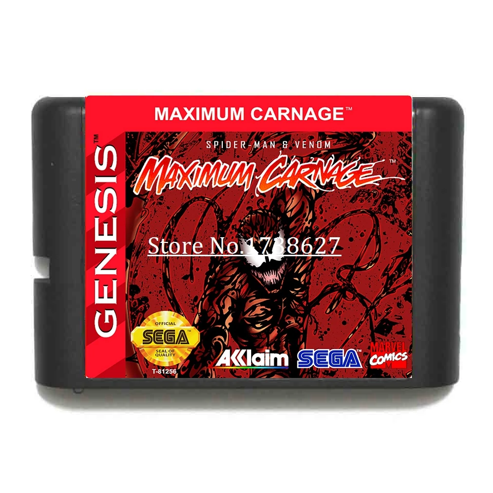 «Человек-паук» и «venom максимальной бойню 16Bit игровой Картридж для sega MegaDrive& Genesis Системы приставки