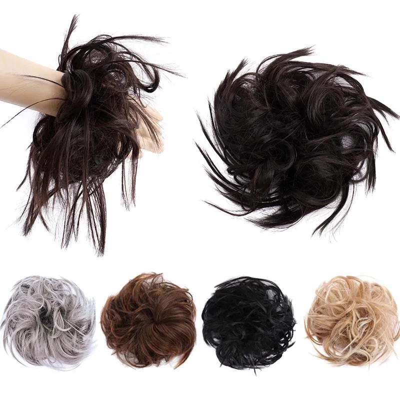 MUMUPI 7 дюймов грязный булочка взъерошенные волосы эластичная лента шиньон волосы кудрявые резинки для волос Updo покрытие синтетические волосы для женщин
