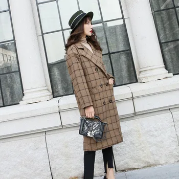 

Vintage Plaid Wool Coat Women Winter 2018 Fashion Hot Sale Thicken Warm Soft Loose Outerwear Korean High Street Casual Overcoat