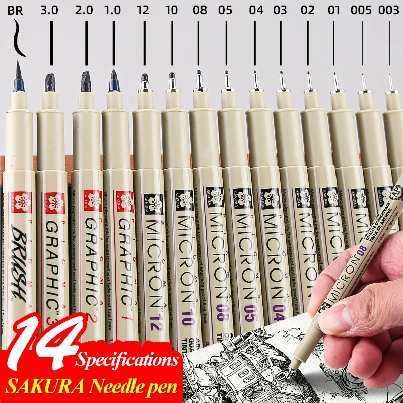 SAKURA Manga Markers Needle Pen Art Hand-painted Hook Line Pen Animation Creation Design Drawing Pen for Drawing Art Single 2