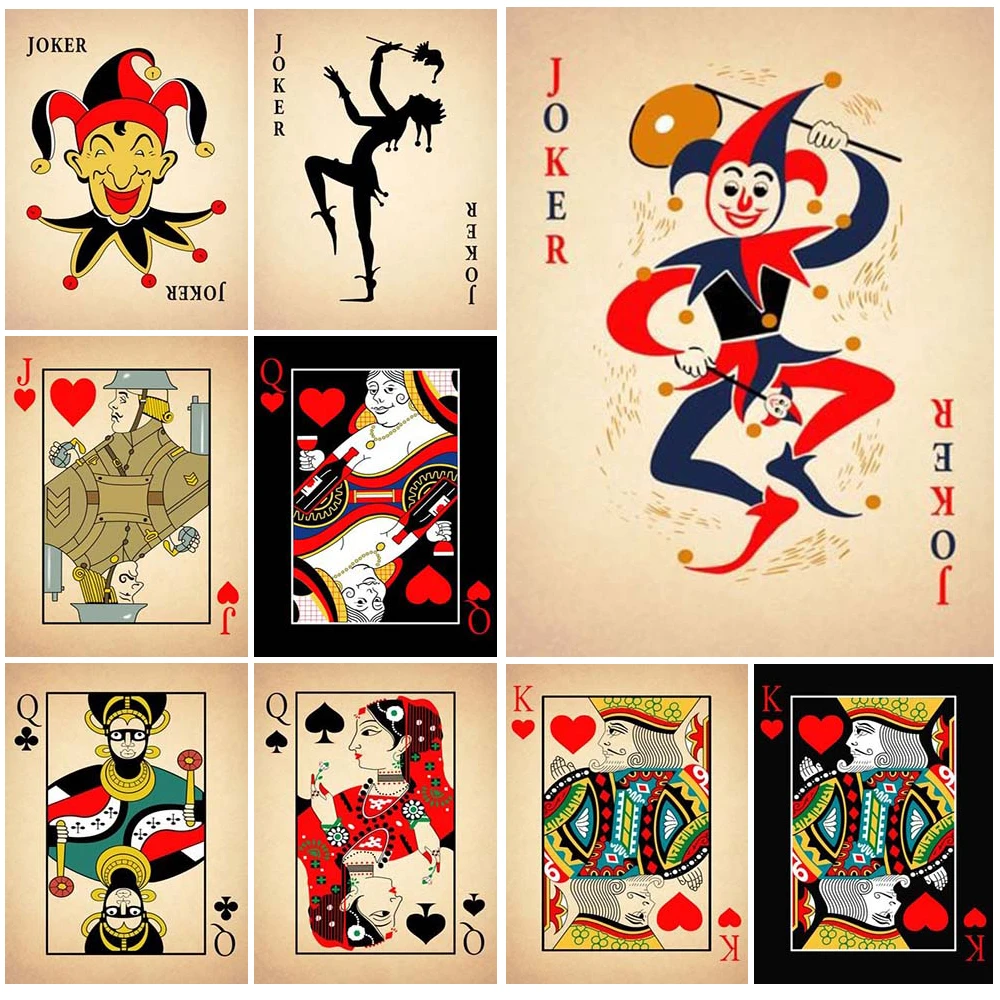 Joker Playing Cards Poker Posters Wall Pictures For Living Room Home Decor  Nordic Poster Wall Art Canvas Painting Unframed|Painting & Calligraphy| -  AliExpress